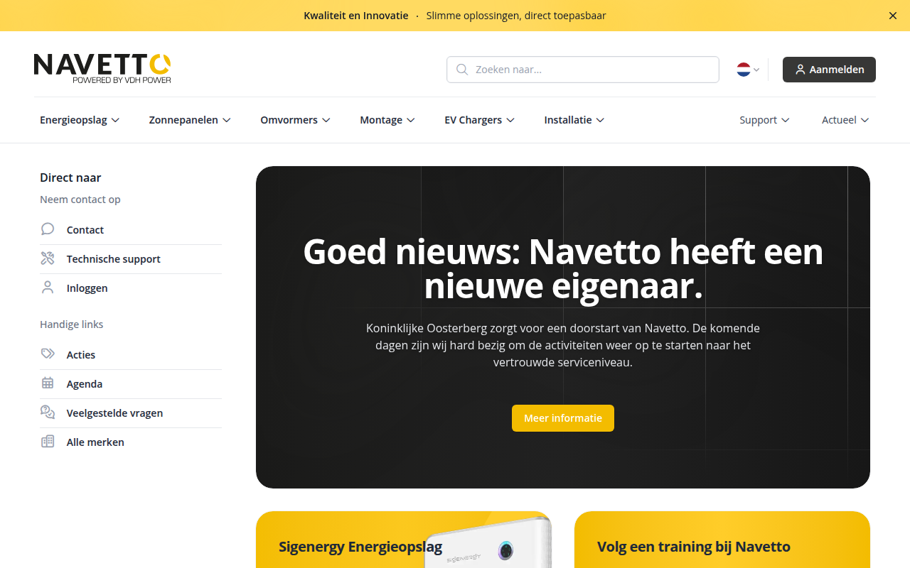 Screenshot van navetto.nl
