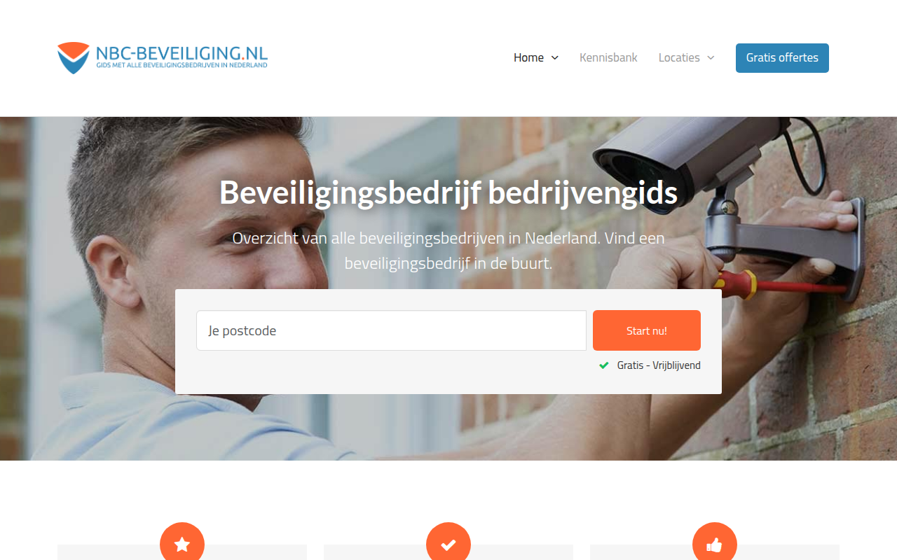 Screenshot van nbc-beveiliging.nl