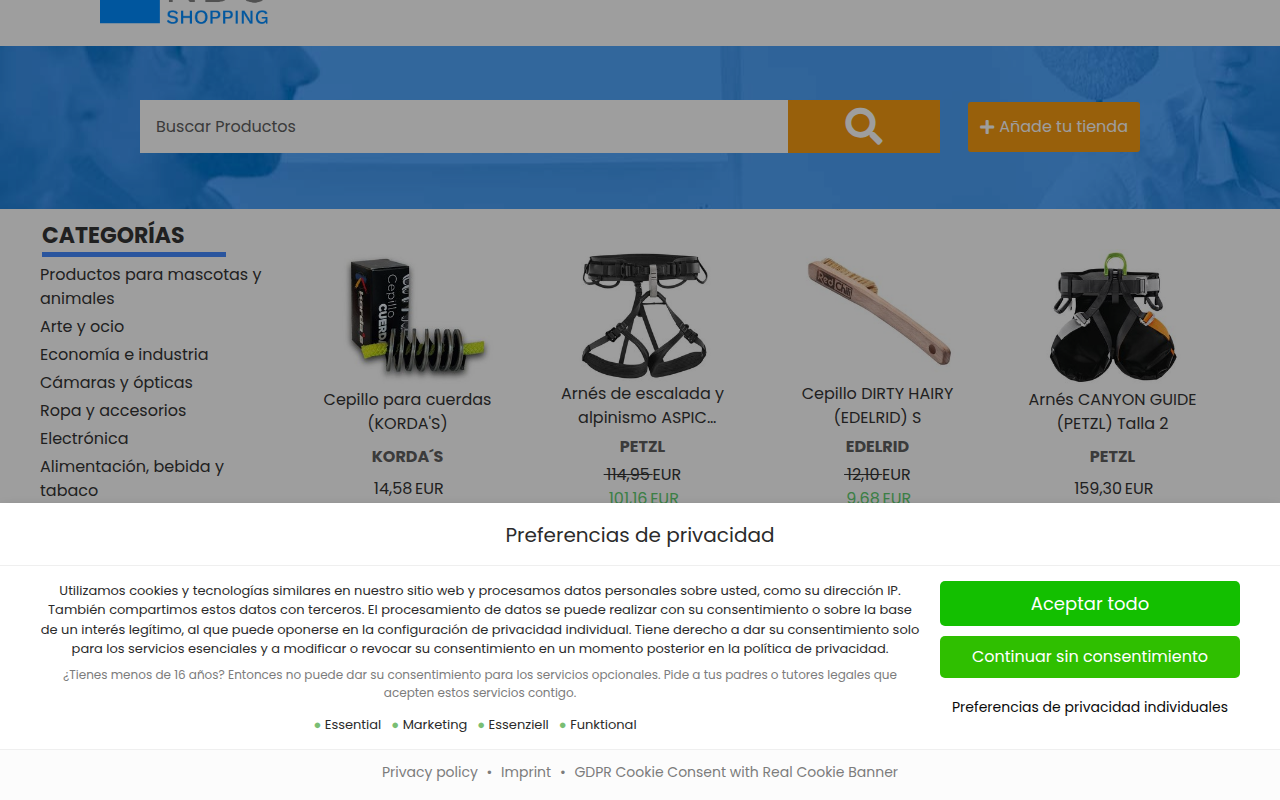 Screenshot van ndcshopping.es