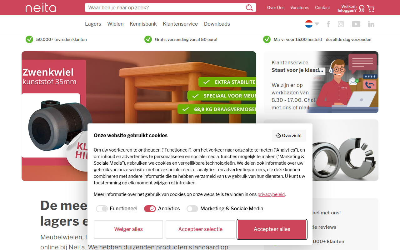 Screenshot van neita.nl