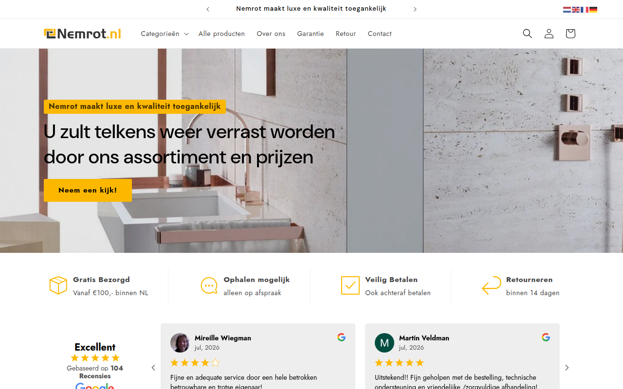 Screenshot van nemrot.nl