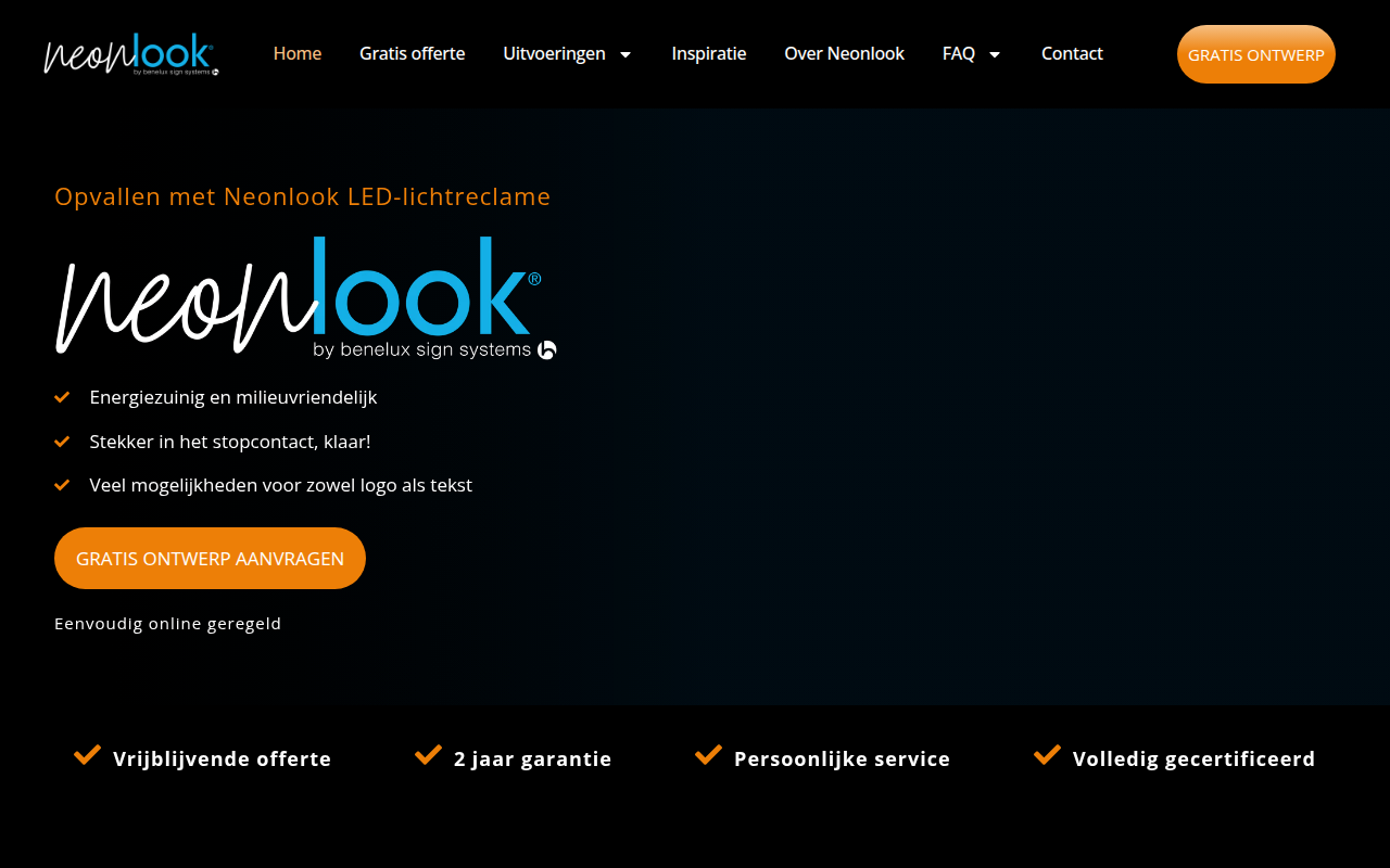 Screenshot van neon-look.com