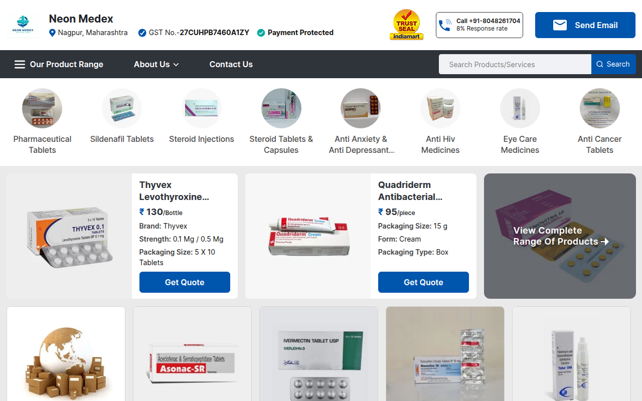 Screenshot van neonmedex.com