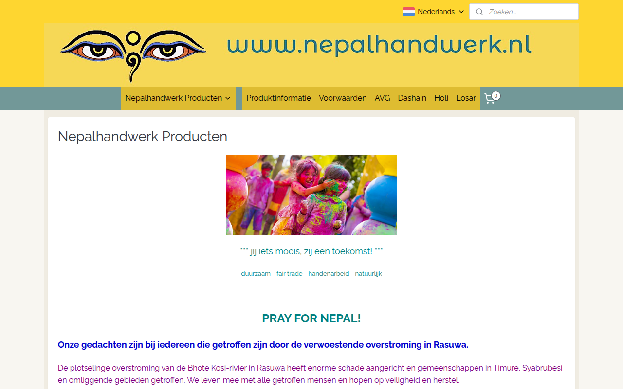 Screenshot van nepalhandwerk.com