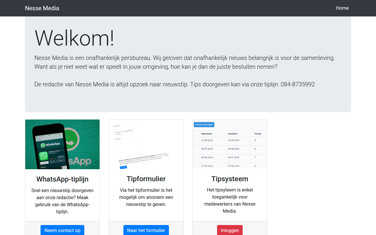 Screenshot van nessemedia.nl