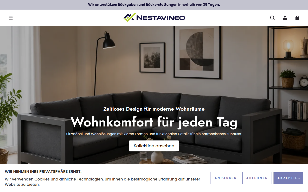 Screenshot van nestavineo.com