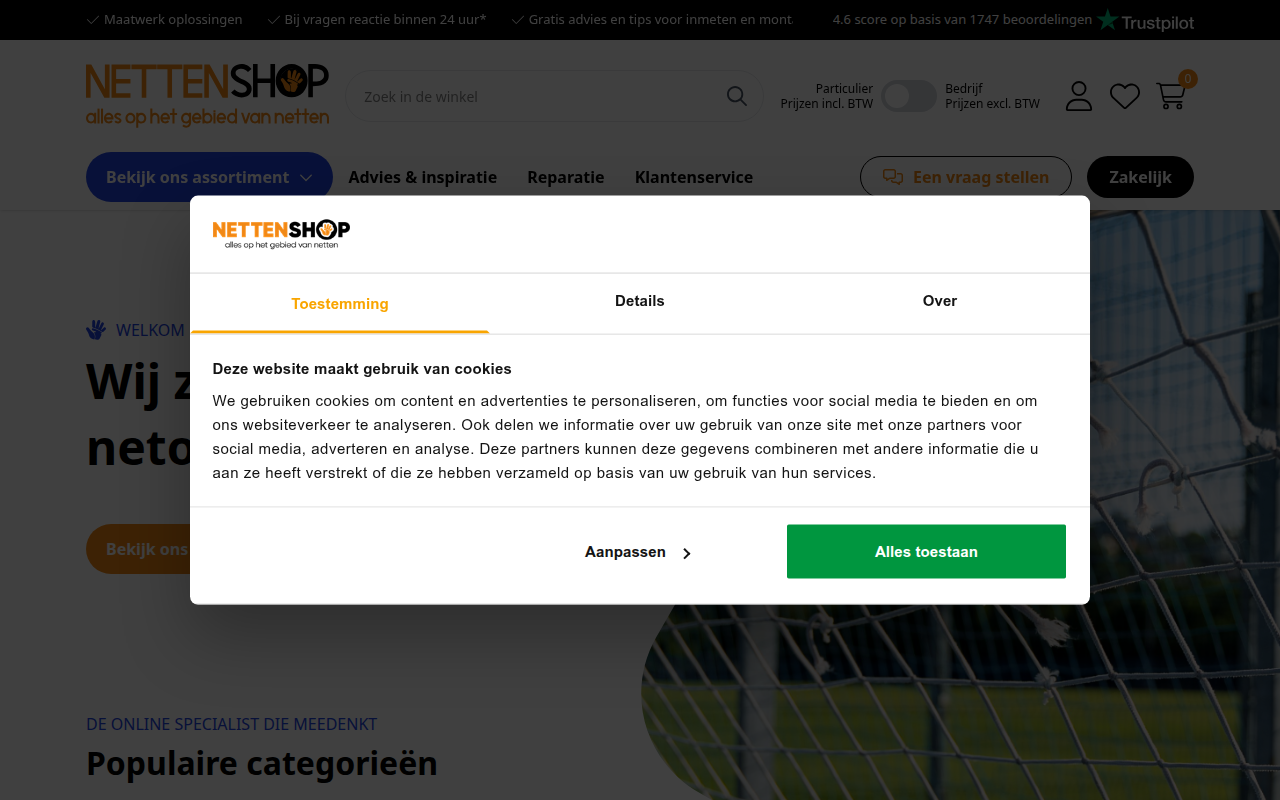 Screenshot van nettenshop.nl