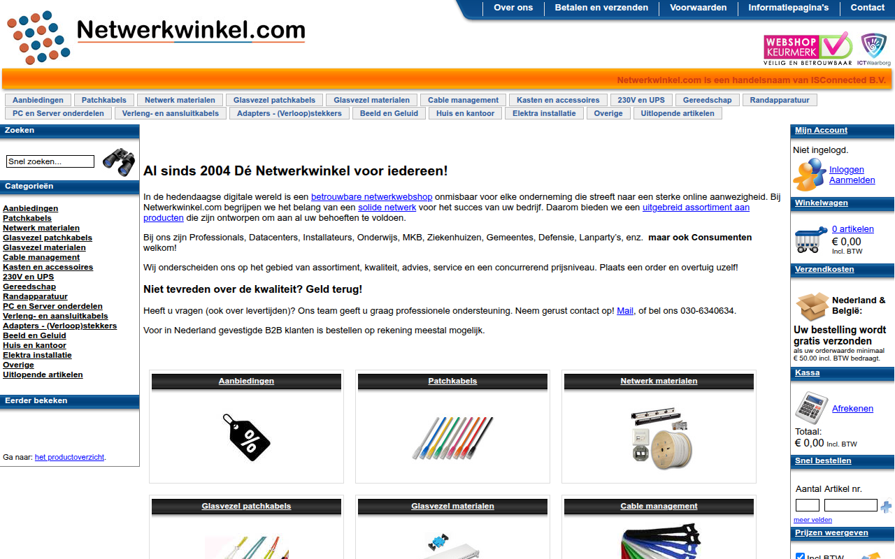 Screenshot van netwerkwinkel.com