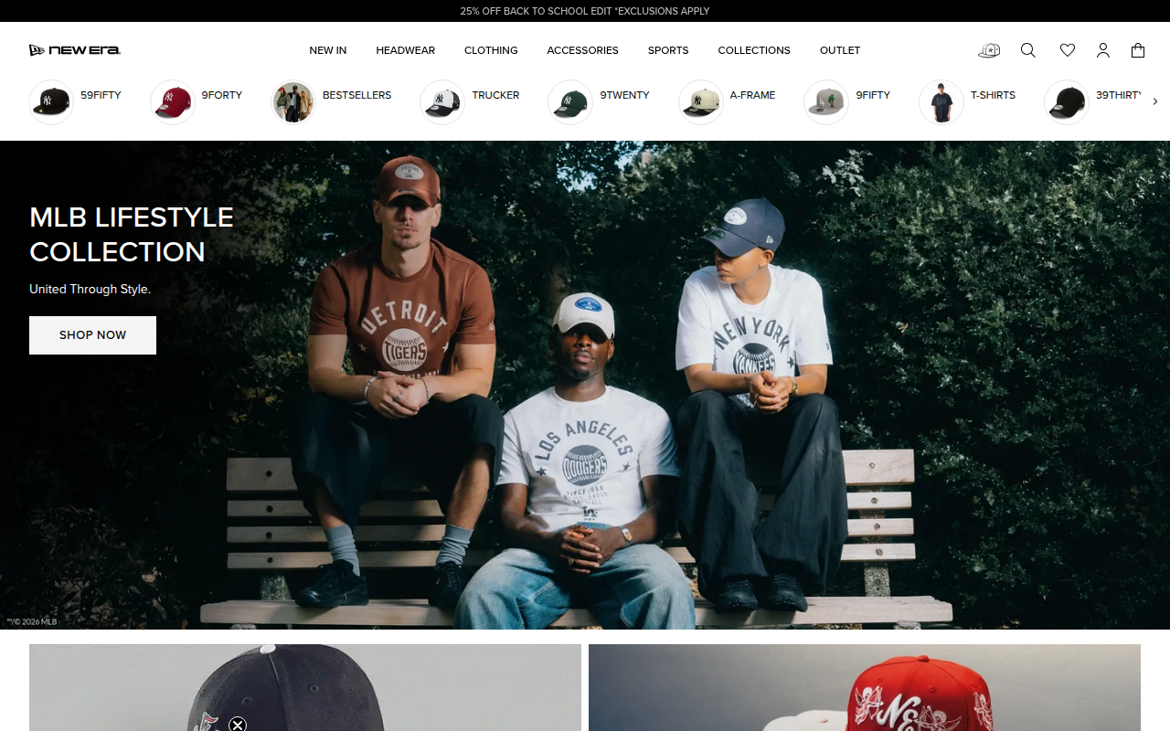 Screenshot van neweracap.co.uk