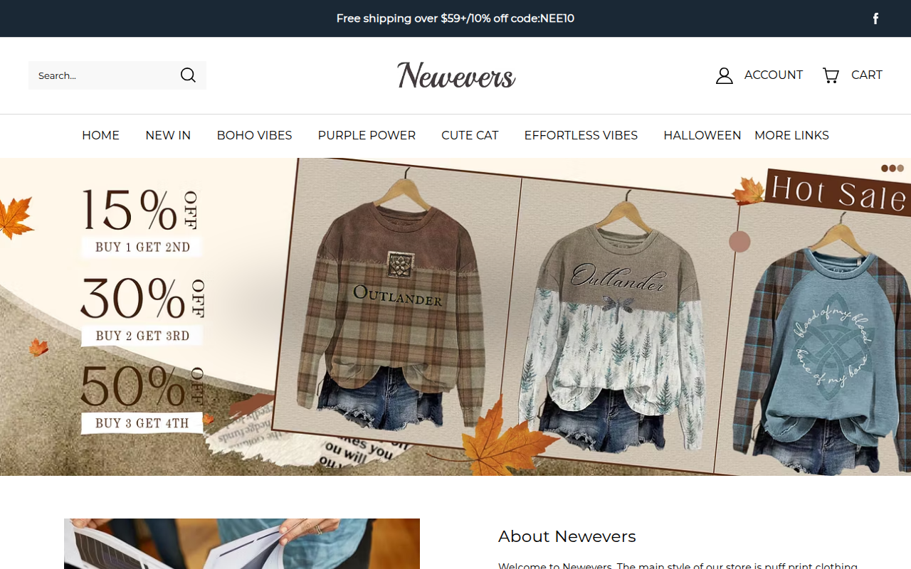Screenshot van newevers.com