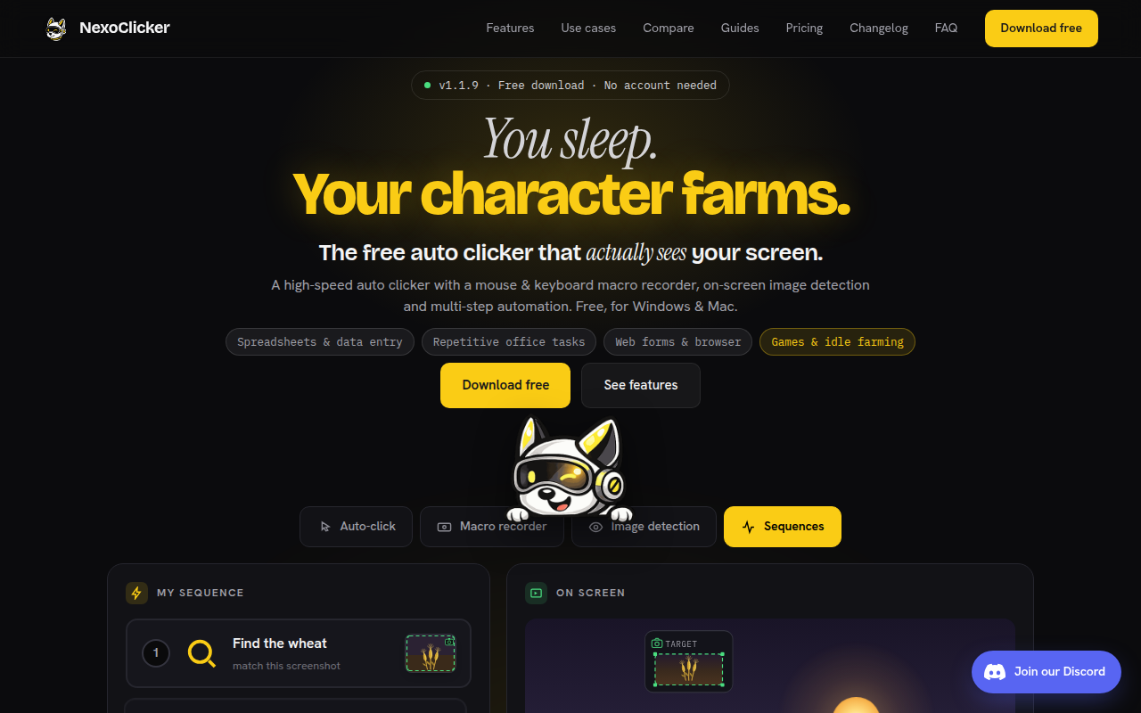 Screenshot van nexoclicker.net