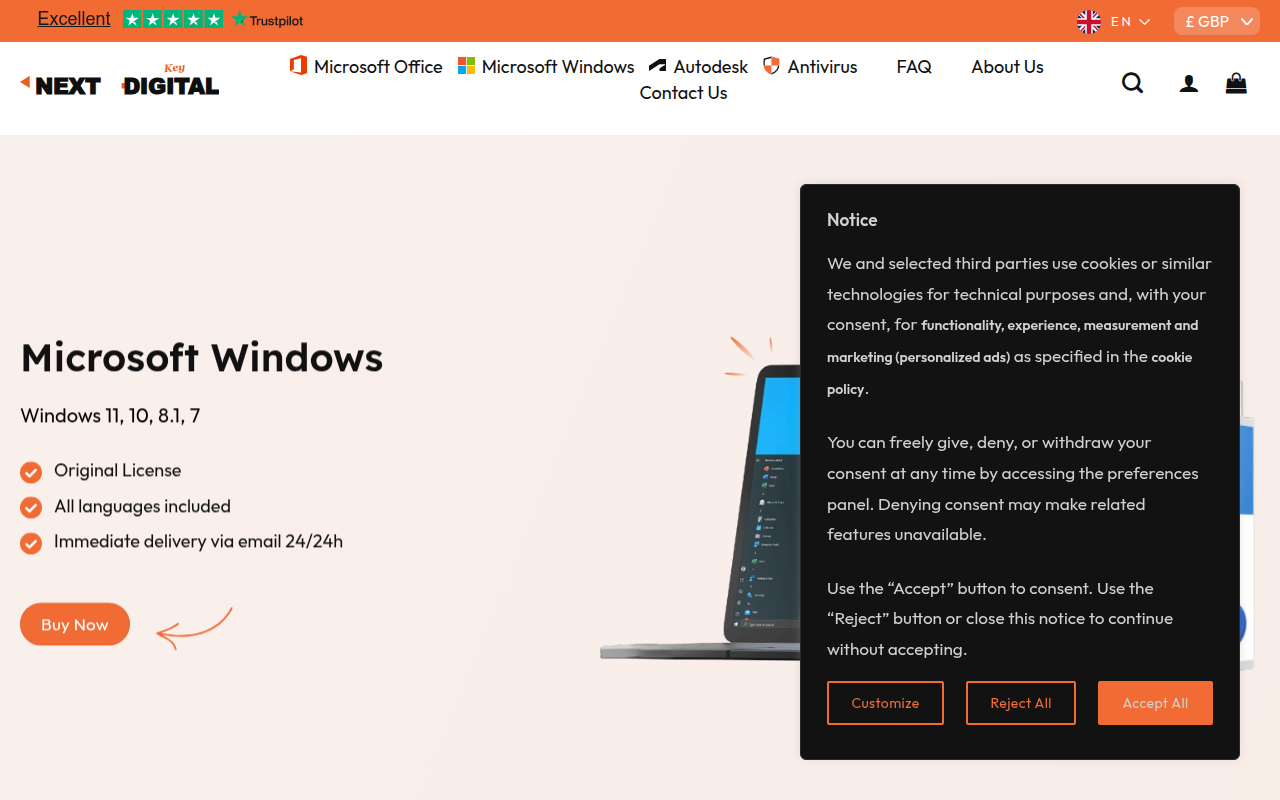 Screenshot van nextdigitalkey.com