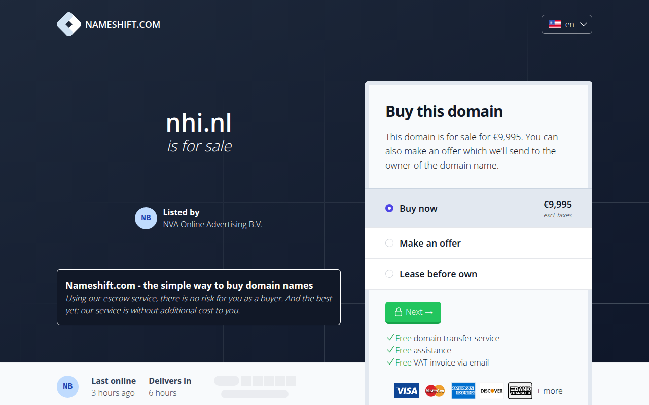 Screenshot van nhi.nl