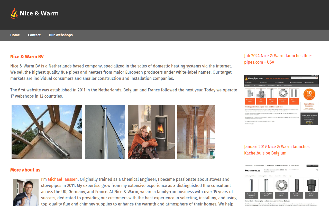 Screenshot van nice-warm.com