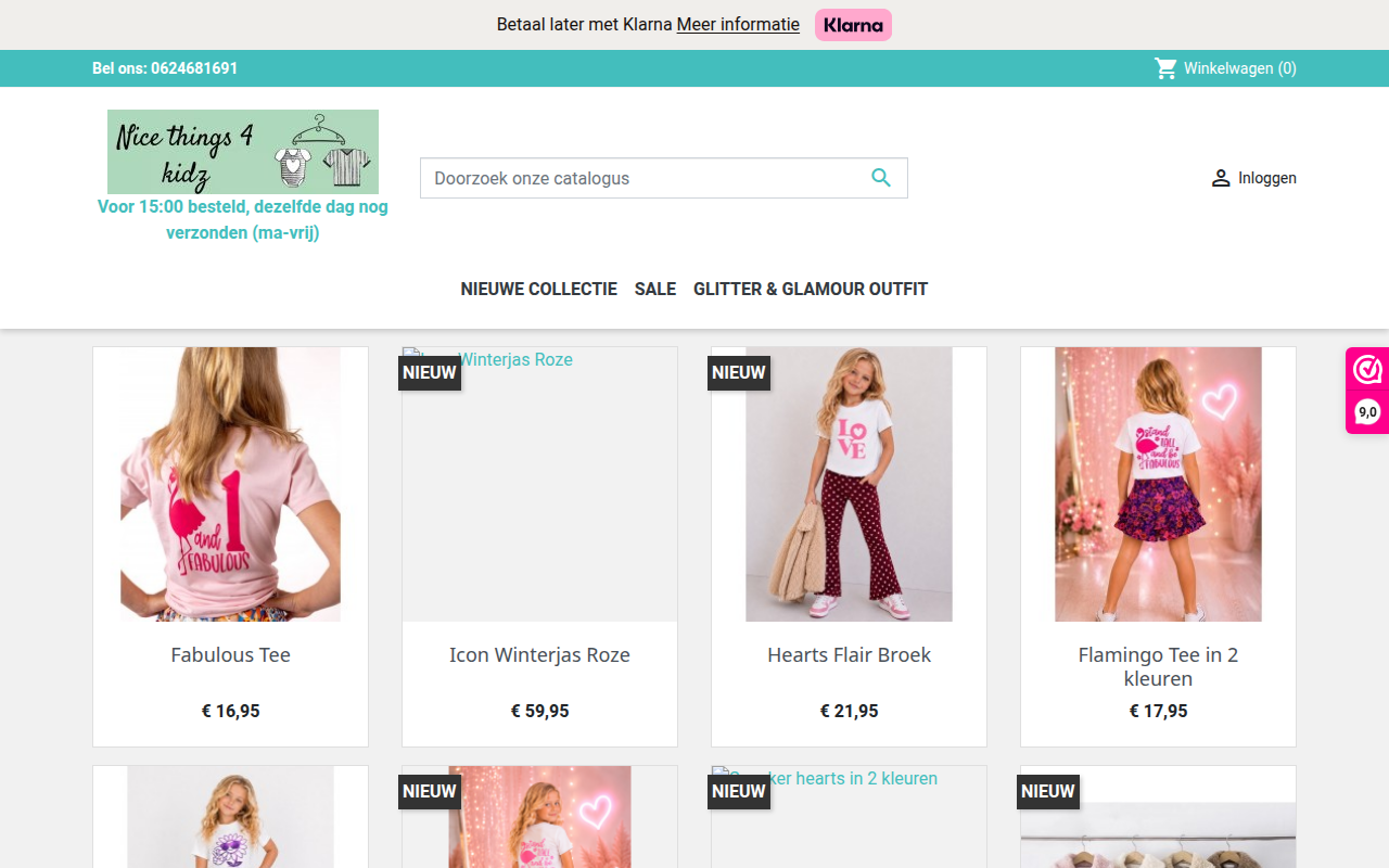 Screenshot van nicethings4kidz.nl