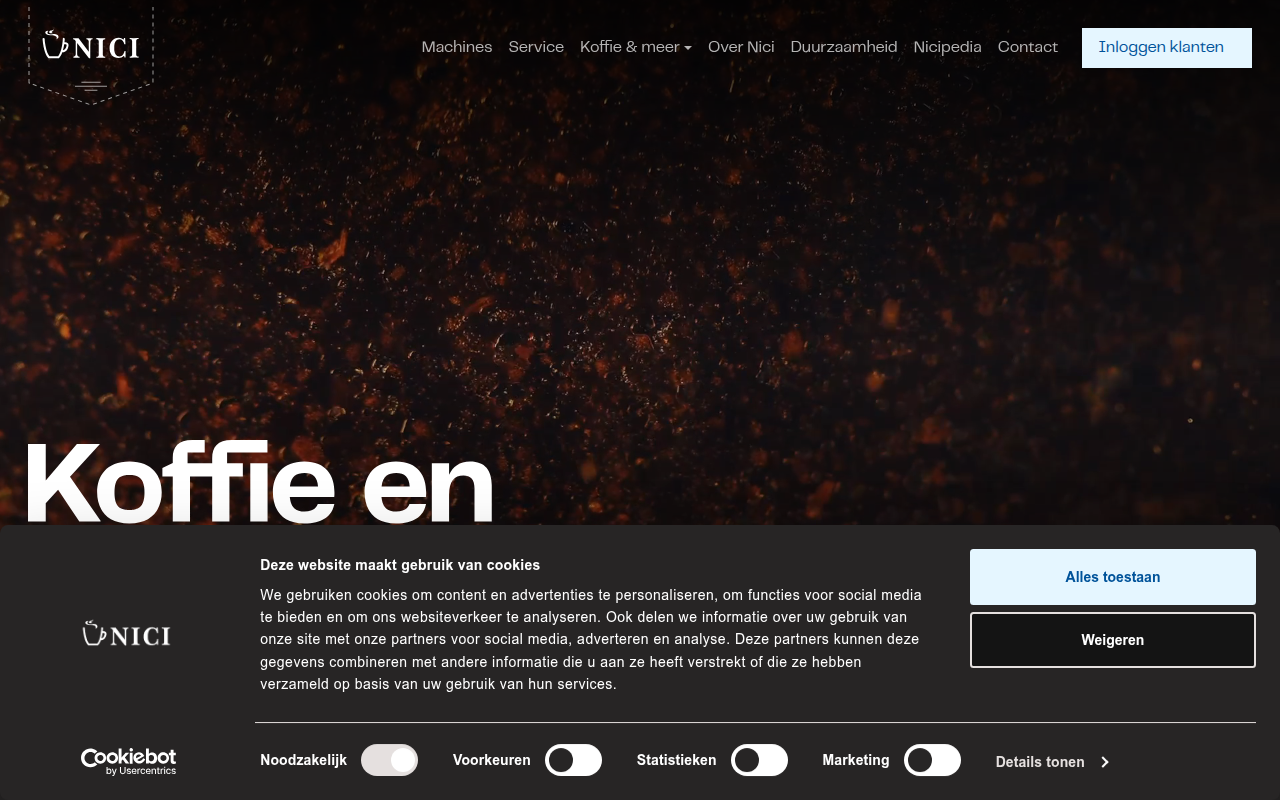 Screenshot van nicikoffie.nl