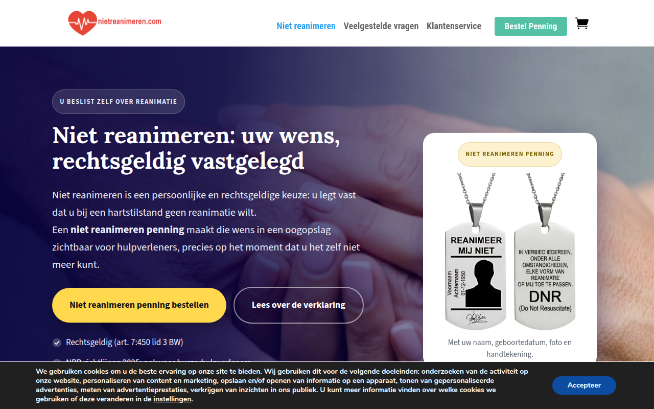 Screenshot van nietreanimeren.com