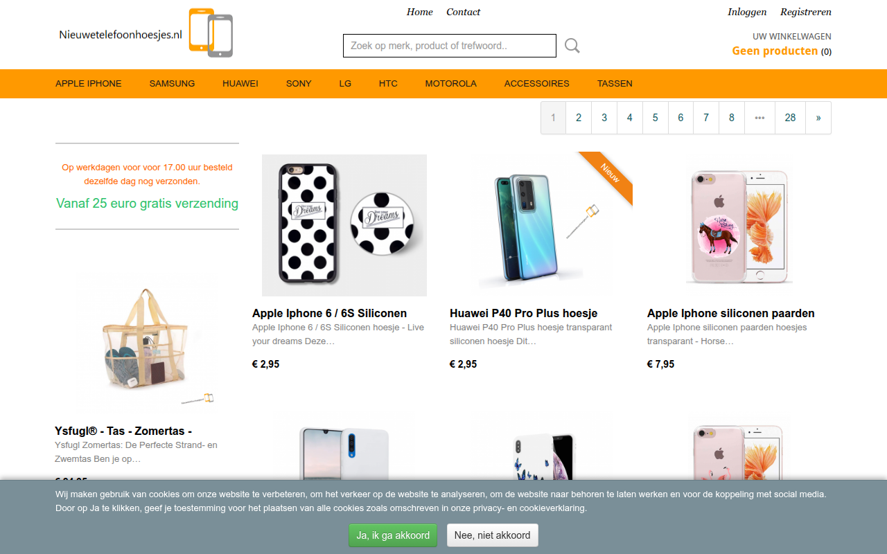 Screenshot van nieuwetelefoonhoesjes.nl