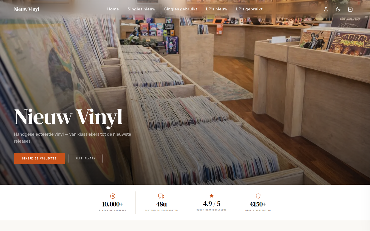 Screenshot van nieuwvinyl.nl