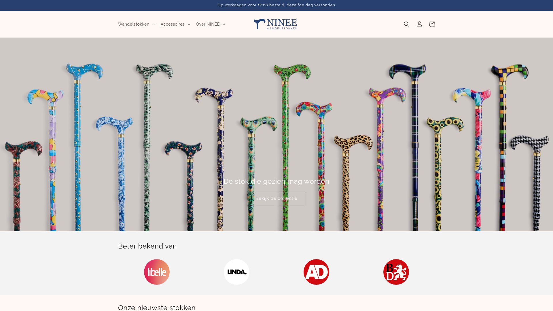 Screenshot van ninee-wandelstokken.nl