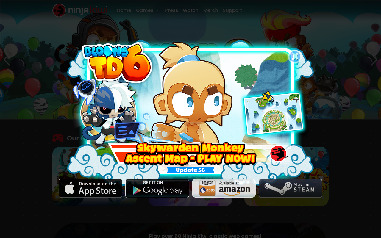 Screenshot van ninjakiwi.com