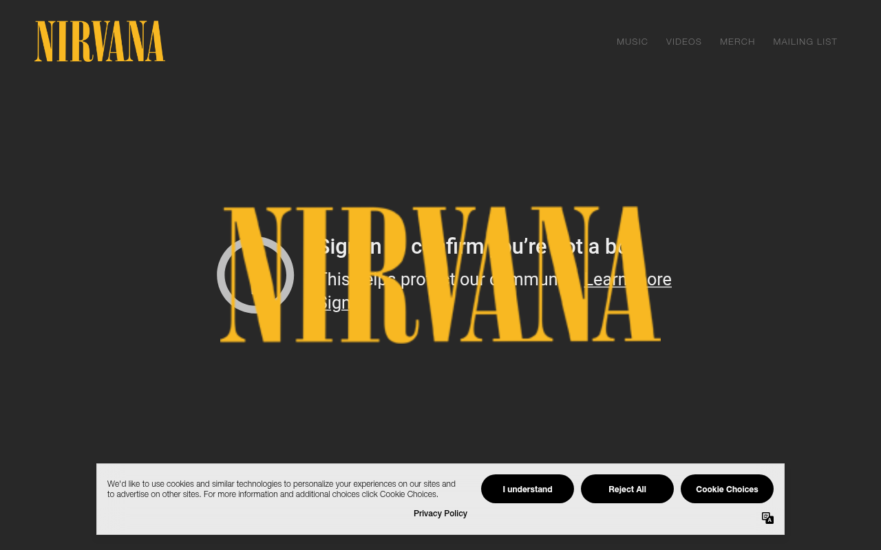 Screenshot van nirvana.com