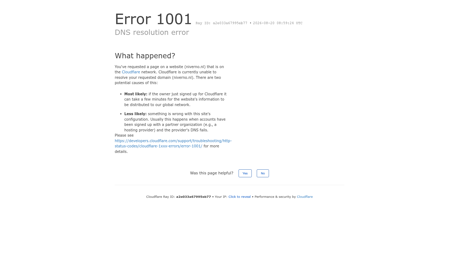 Screenshot van niverno.nl