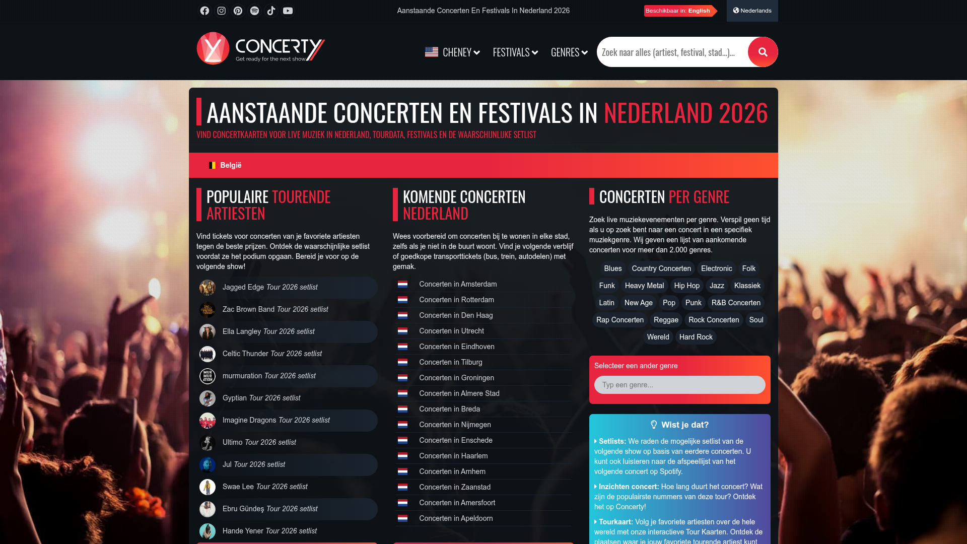 Screenshot van nl.concerty.com