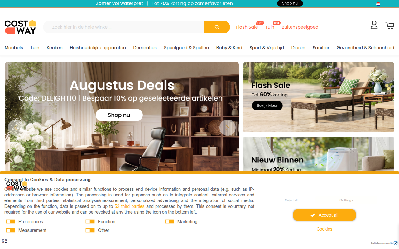 Screenshot van nl.costway.com
