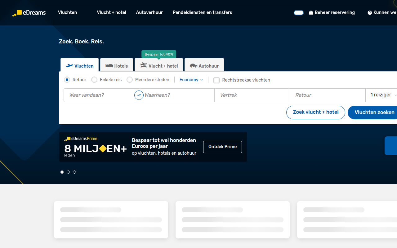 Screenshot van nl.edreams.com