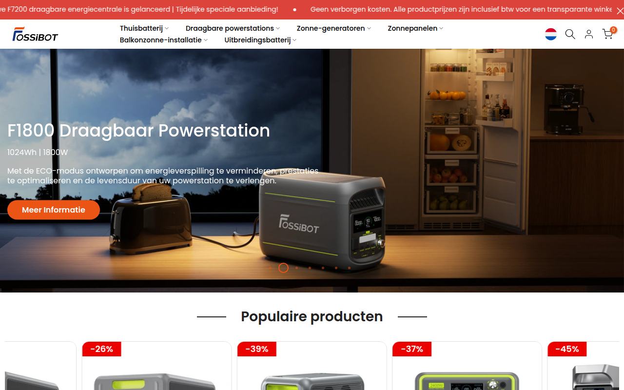 Screenshot van nl.fossibot.com