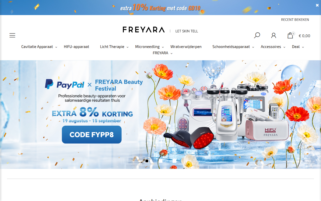 Screenshot van nl.freyara.com