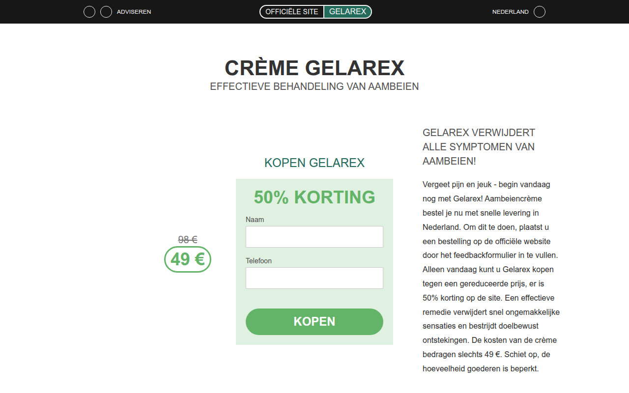 Screenshot van nl.gelarex.com
