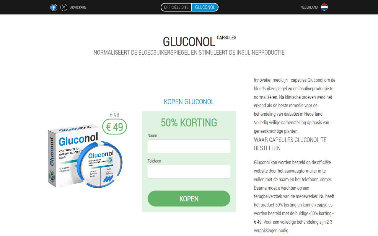 Screenshot van nl.gluconol.eu