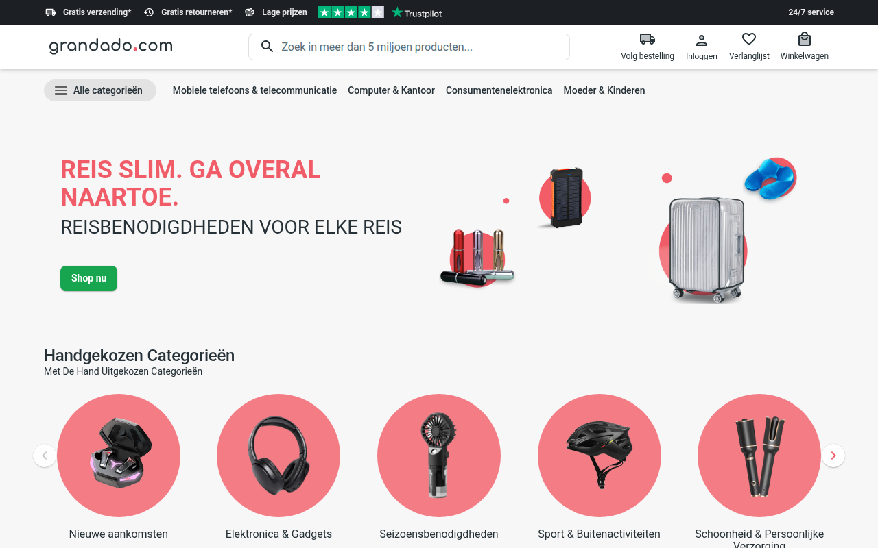 Screenshot van grandado.nl