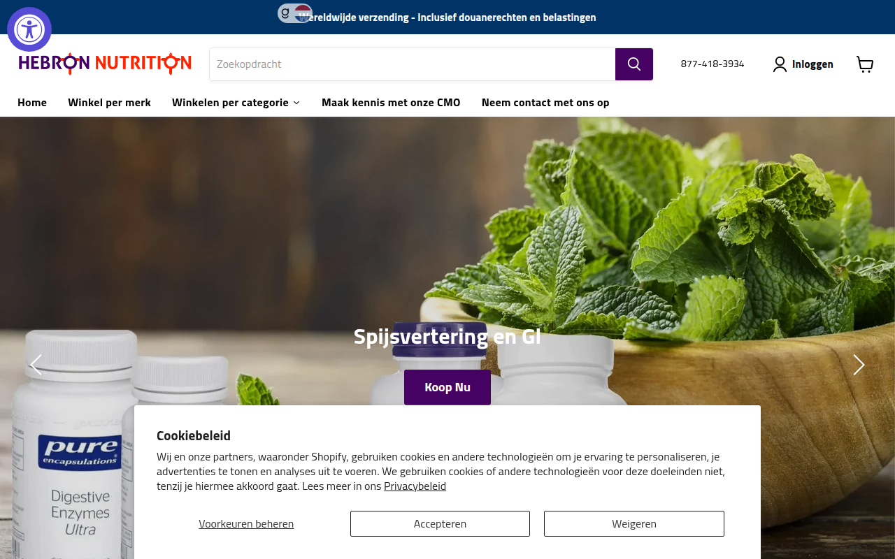Screenshot van nl.hebronnutrition.com