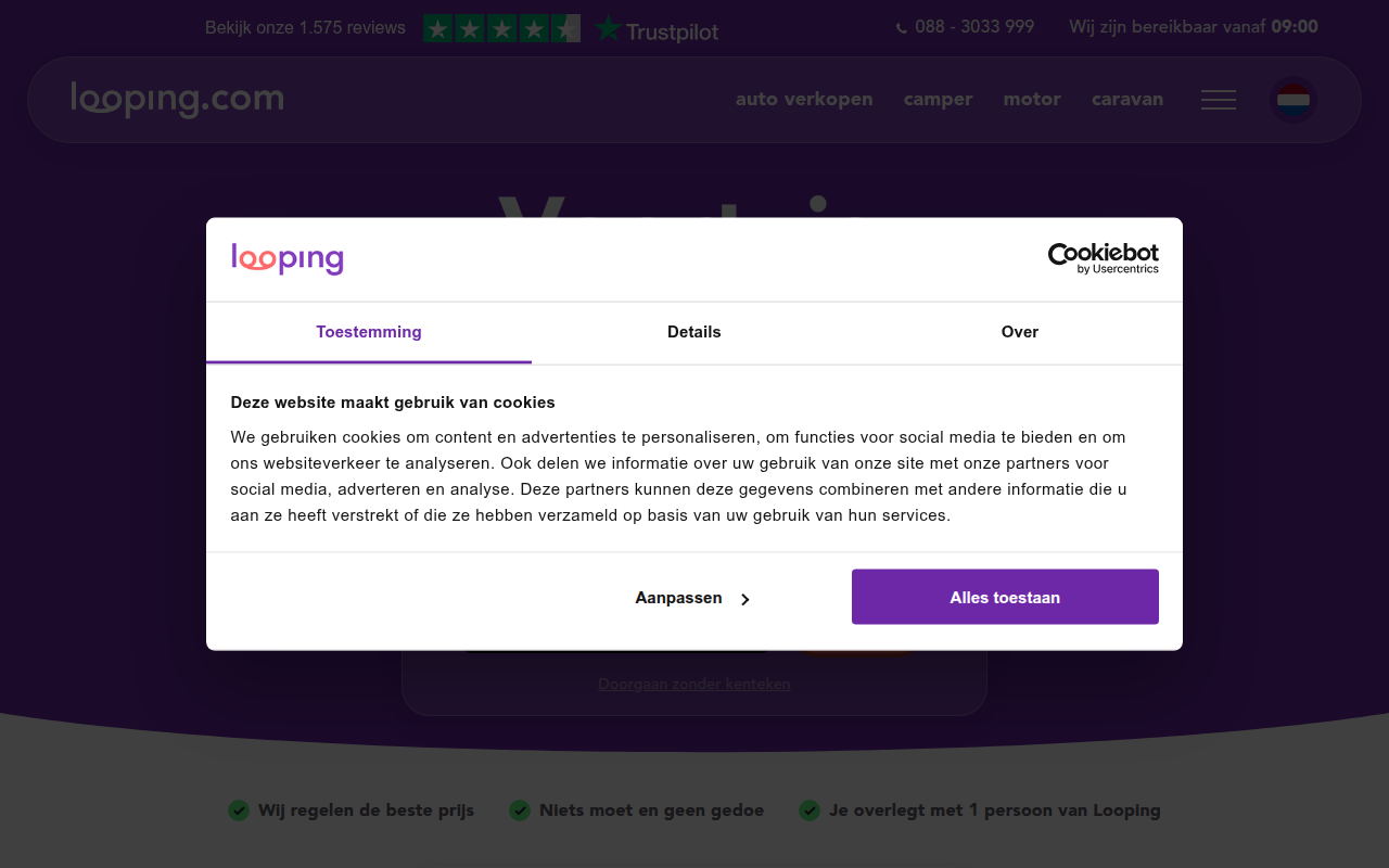 Screenshot van nl.looping.com