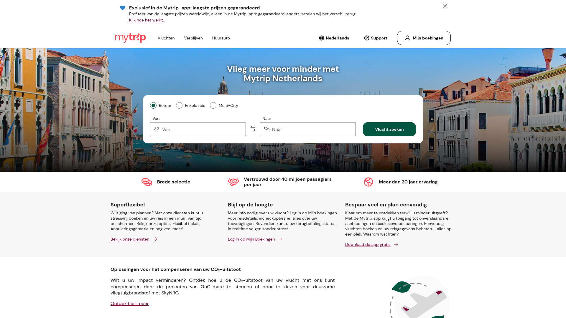 Screenshot van nl.mytrip.com