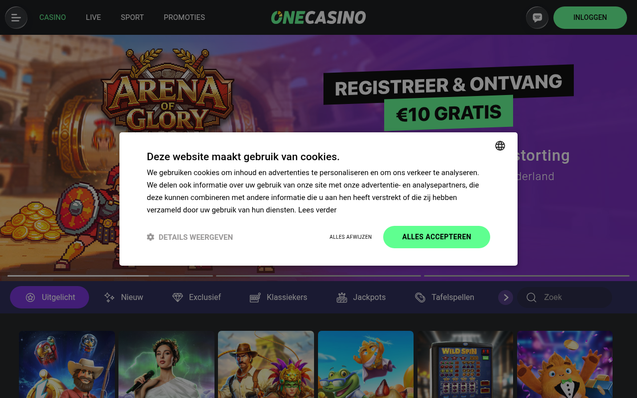 Screenshot van nl.onecasino.com