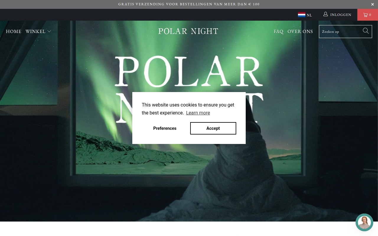 Screenshot van nl.polarnightblankets.com