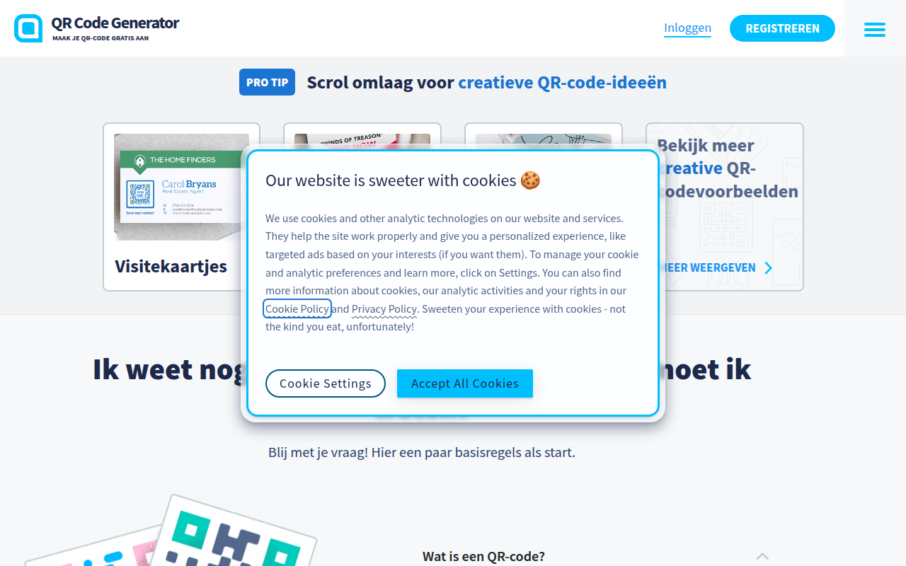 Screenshot van nl.qr-code-generator.com