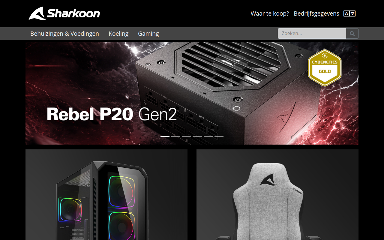 Screenshot van nl.sharkoon.com