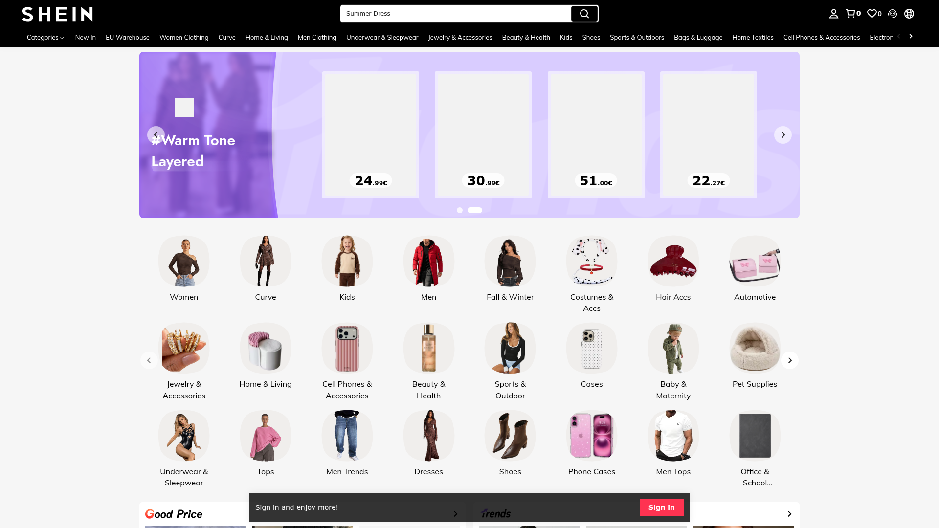 Screenshot van nl.shein.com