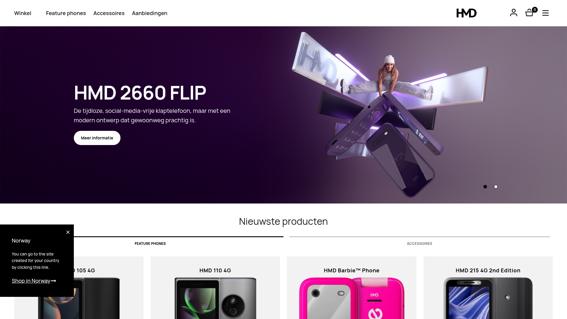 Screenshot van nl.shop.hmd.com