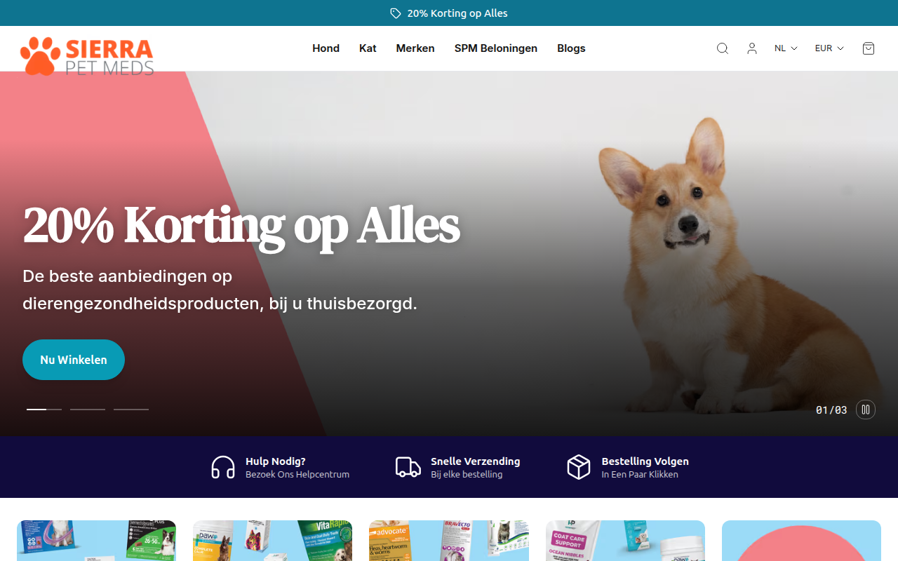 Screenshot van nl.sierrapetmeds.com