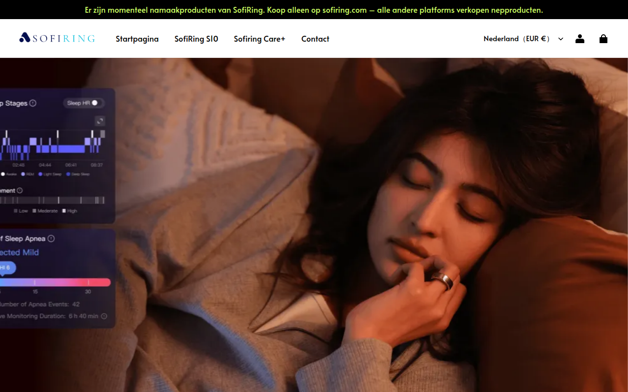 Screenshot van nl.sofiring.com