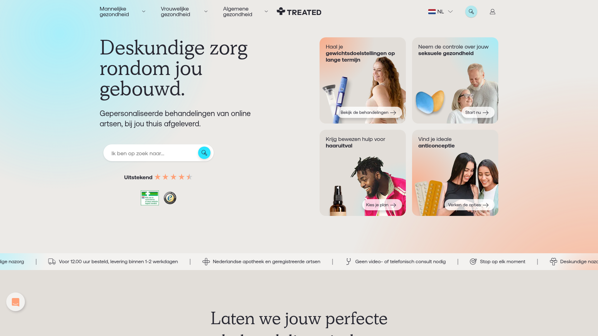 Screenshot van nl.treated.com