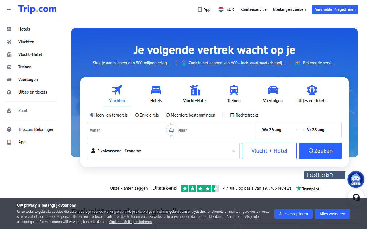 Screenshot van nl.trip.com