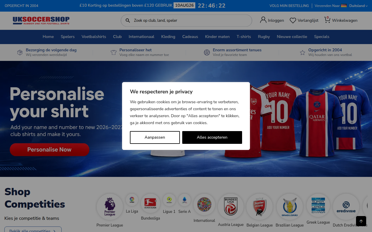 Screenshot van nl.uksoccershop.com