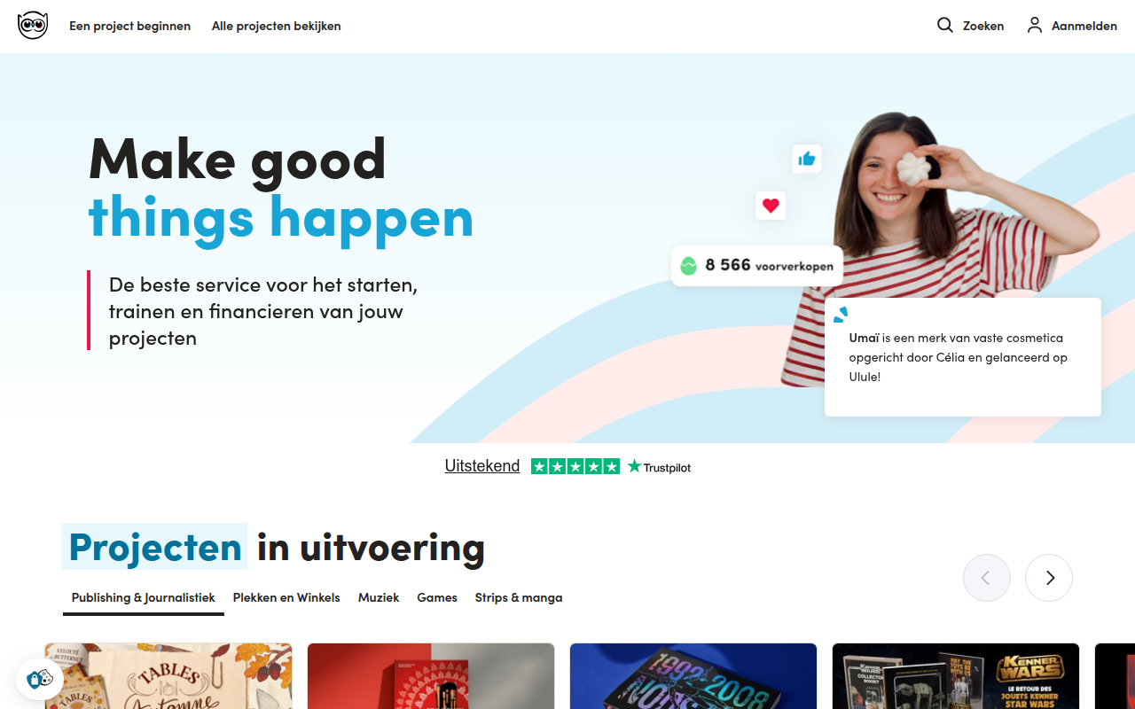 Screenshot van nl.ulule.com
